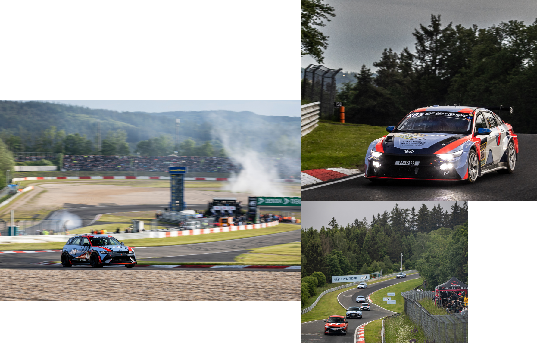 Hyundai i30 N on the Nürburgring track. Hyundai Elantra TCR. Hyundai N Sport Cars at the Nürburgring.
